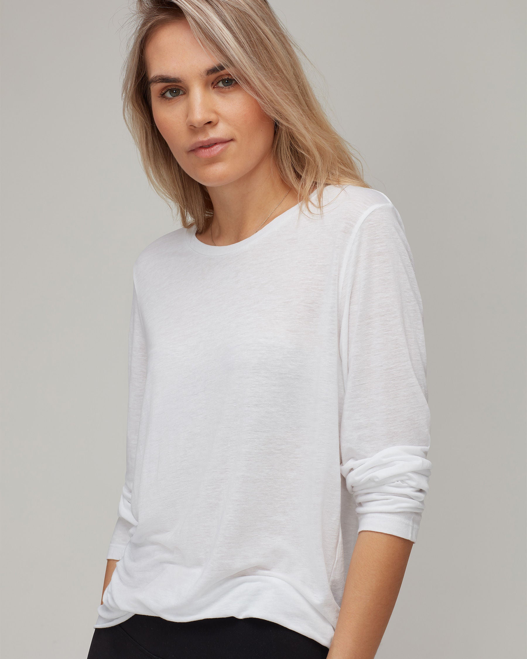 Linen Blend Striped Oversized Crewneck