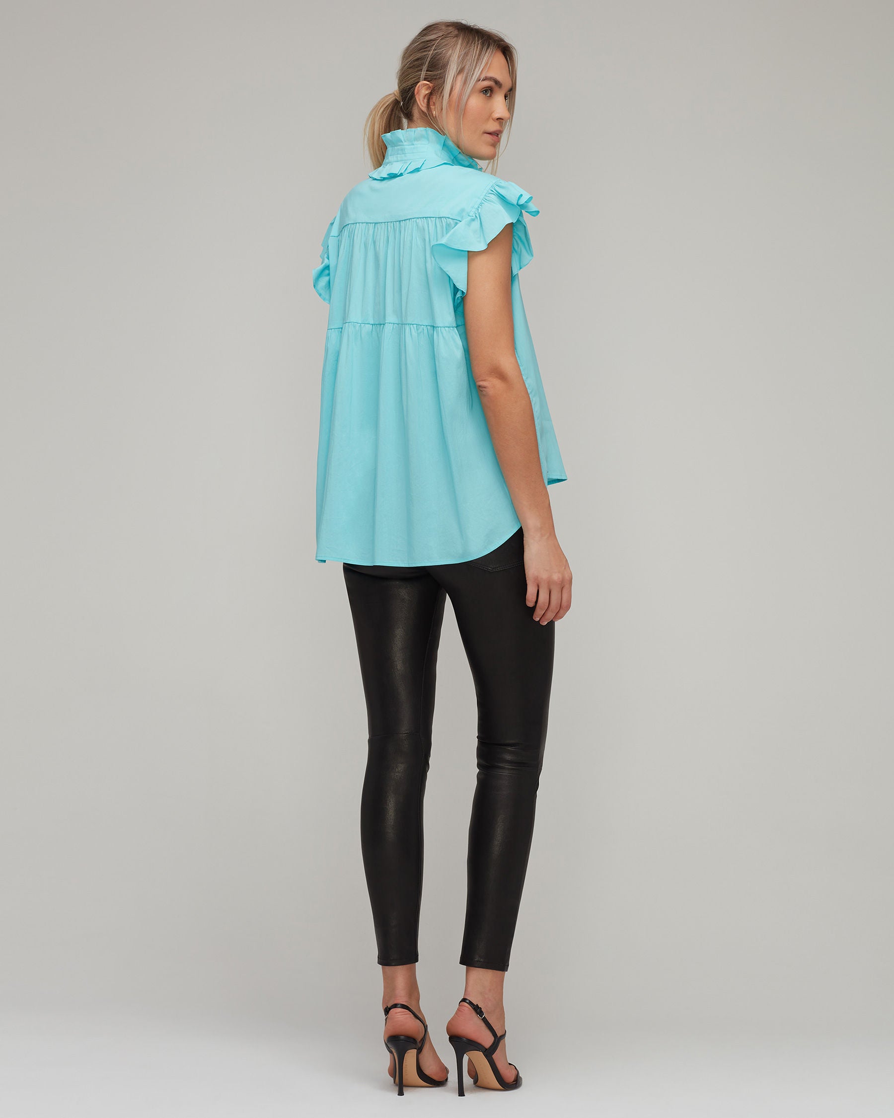 Stretch Cotton Pleated Sleeveless Top