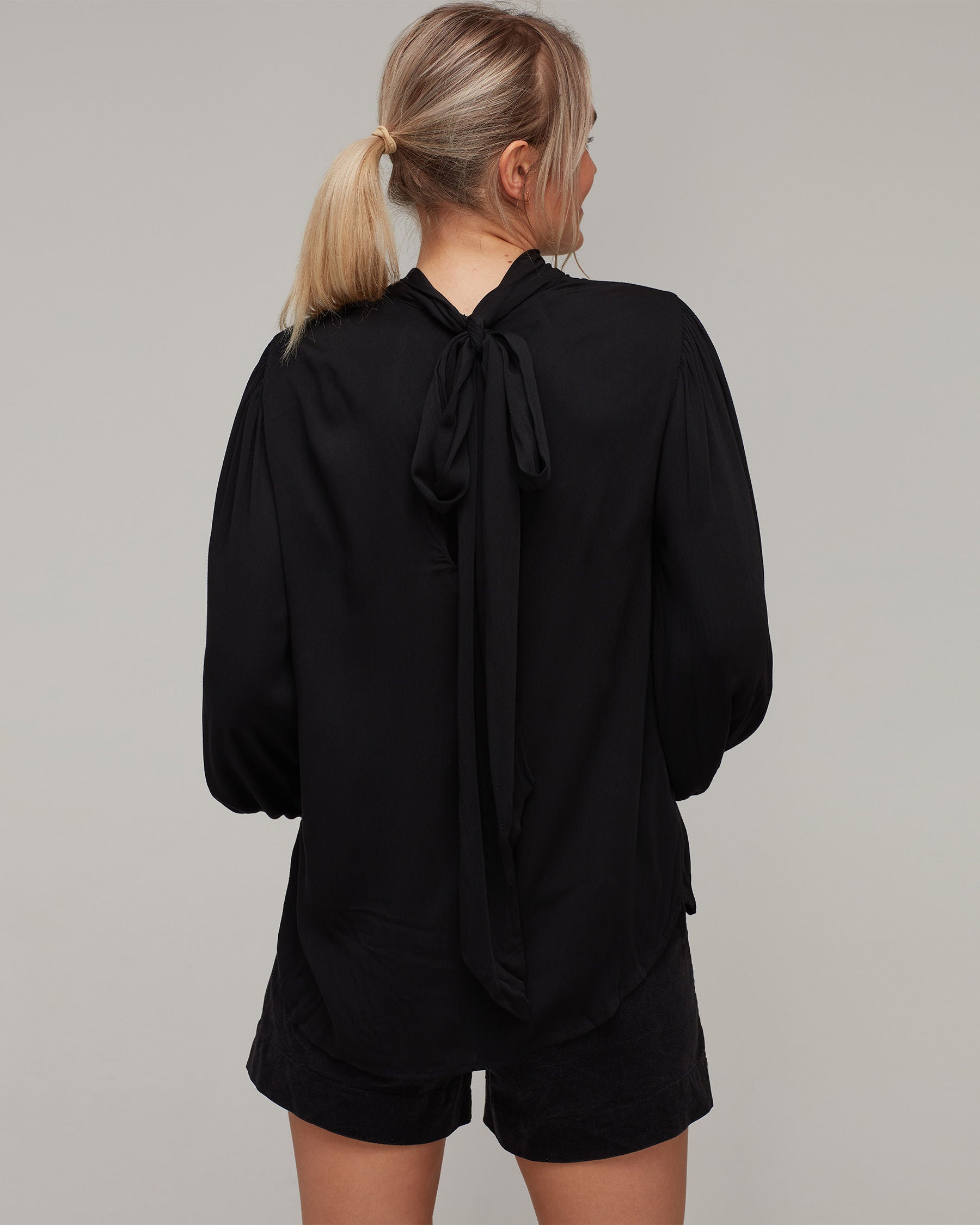High Neck Back-Tie Blouse